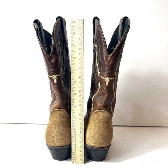 Laredo Women's Size 7 Tan/brown Suede/leather pointed toes cowboy western boots - Picture 8 of 11